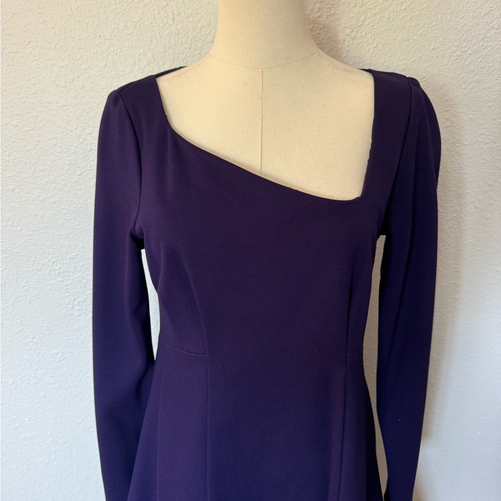 NWOT Nanette Lepore Comet Mini Dress Purple Asymmetrical Long Sleeves size 10 - Picture 3 of 16